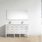 Eiffel 60'' high gloss white double sink vanity with quartz counter top in modern bathroom setting