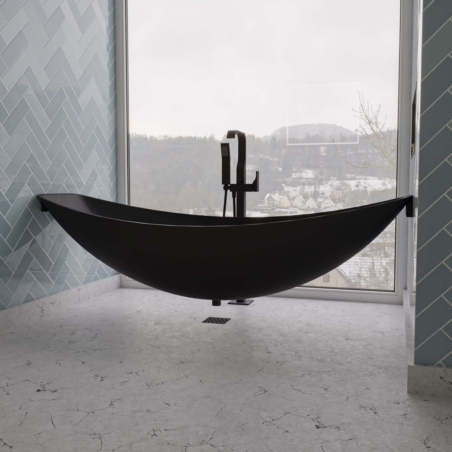 ALFI brand HammockTub1 79" Acrylic Suspended Wall Mounted Hammock Bathtub