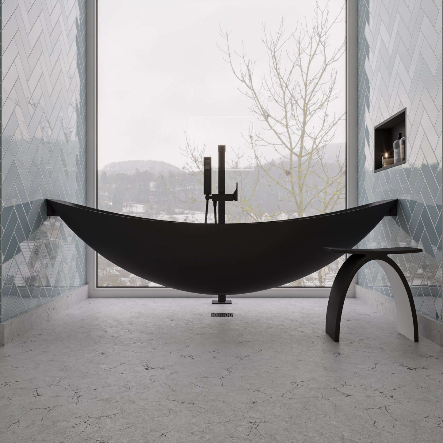 ALFI brand HammockTub1 79" Acrylic Suspended Wall Mounted Hammock Bathtub