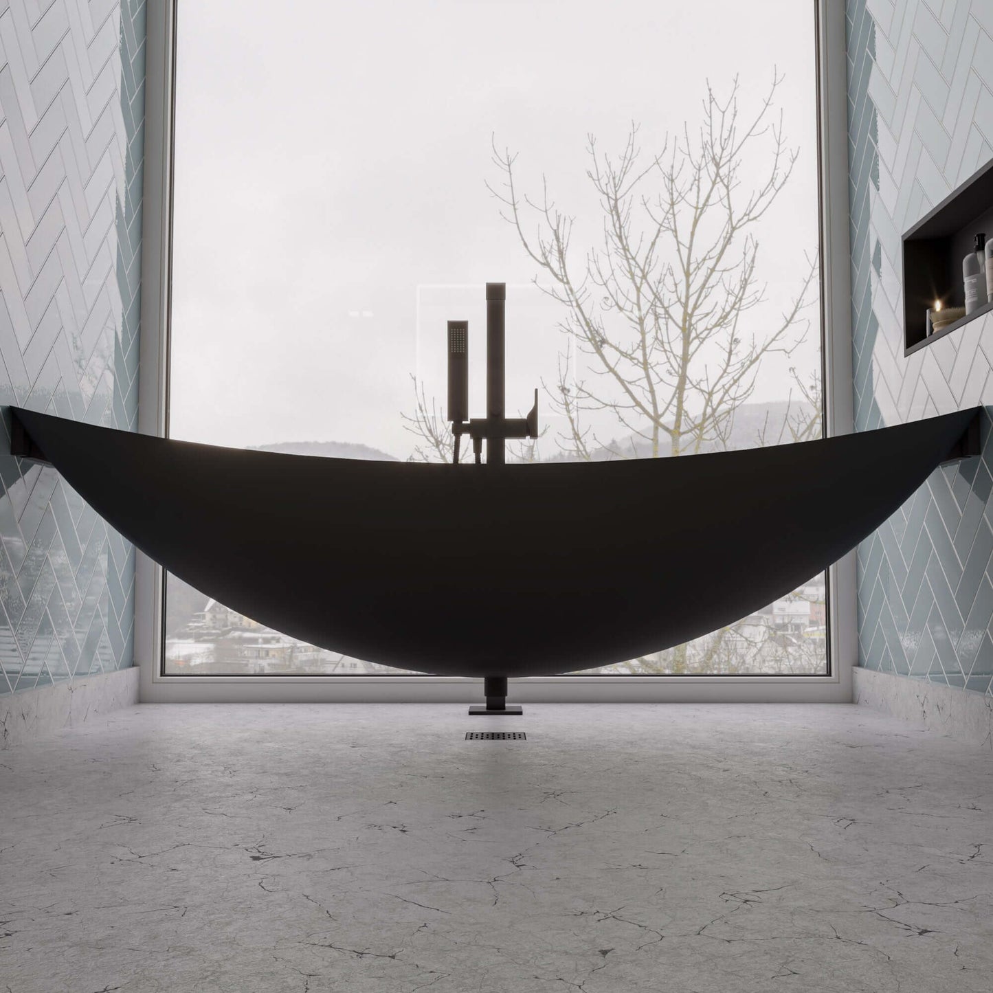ALFI brand HammockTub1 79" Acrylic Suspended Wall Mounted Hammock Bathtub