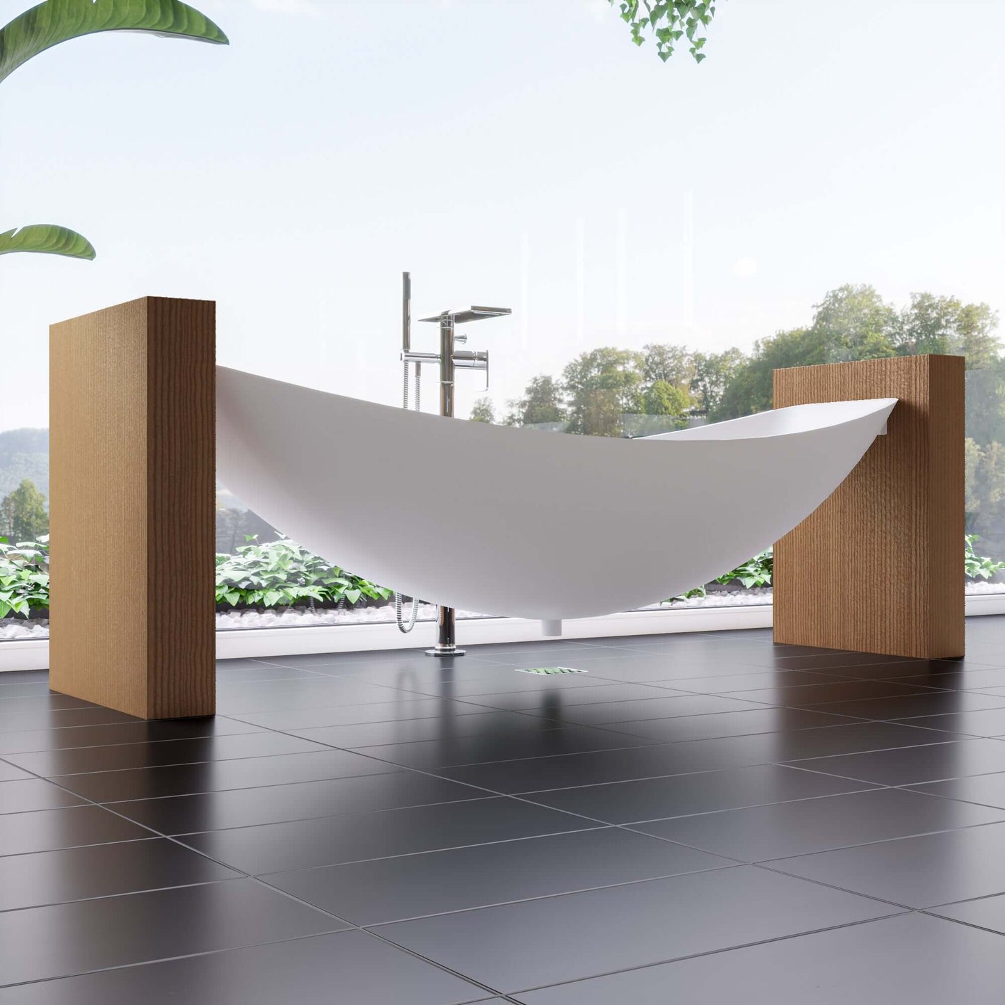 ALFI brand HammockTub1 79" Acrylic Suspended Wall Mounted Hammock Bathtub