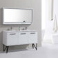 Bosco 60" Double Sink Modern Bathroom Vanity w/ Quartz Countertop and Matching Mirror