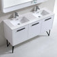 Bosco 60" Double Sink Modern Bathroom Vanity w/ Quartz Countertop and Matching Mirror