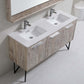 Bosco 60" Double Sink Modern Bathroom Vanity w/ Quartz Countertop and Matching Mirror
