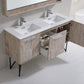Bosco 60" Double Sink Modern Bathroom Vanity w/ Quartz Countertop and Matching Mirror