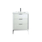 Divani 24'' Gloss White Vanity W/ Quartz Counter Top (Back Splash Free)