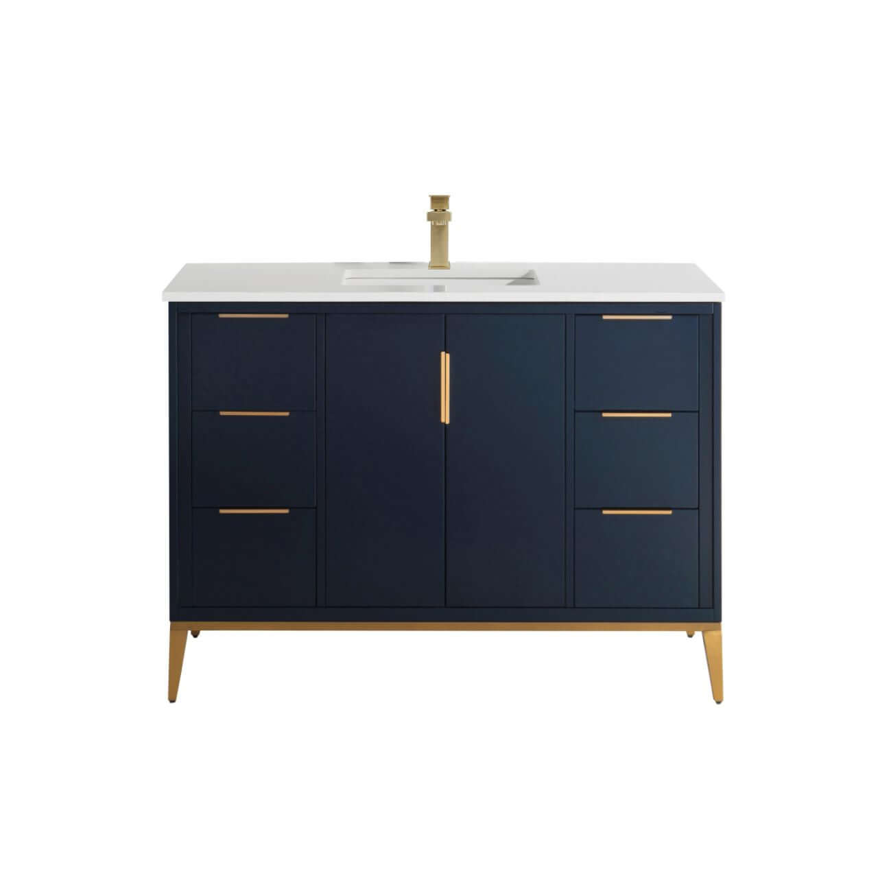 Divani 48'' Gloss Blue Vanity W/ Quartz Counter Top (Back Splash Free)