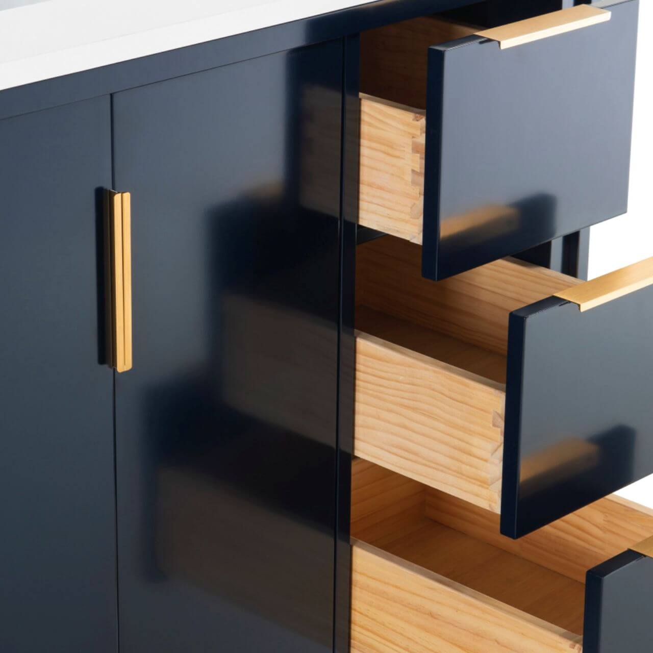 Divani 48'' Gloss Blue Vanity W/ Quartz Counter Top (Back Splash Free)