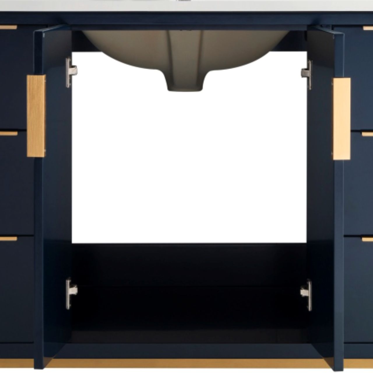 Divani 48'' Gloss Blue Vanity W/ Quartz Counter Top (Back Splash Free)