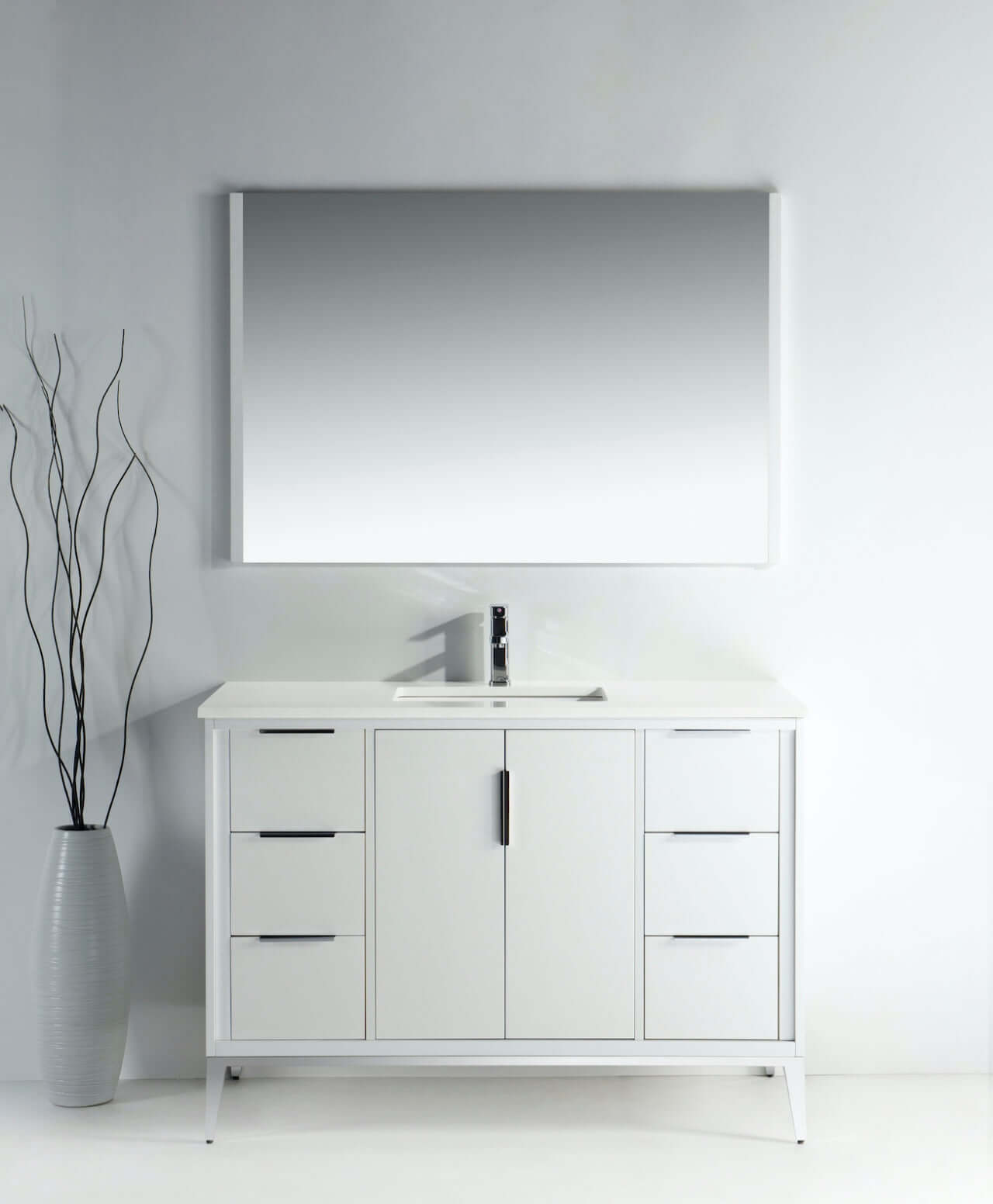 Divani 48'' Gloss White Vanity W/ Quartz Counter Top (Back Splash Free)