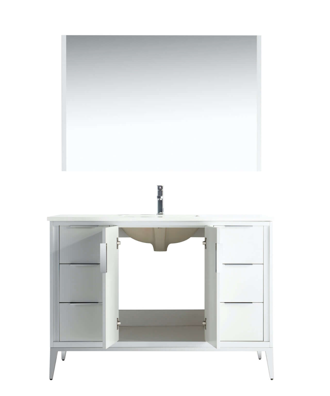 Divani 48'' Gloss White Vanity W/ Quartz Counter Top (Back Splash Free)