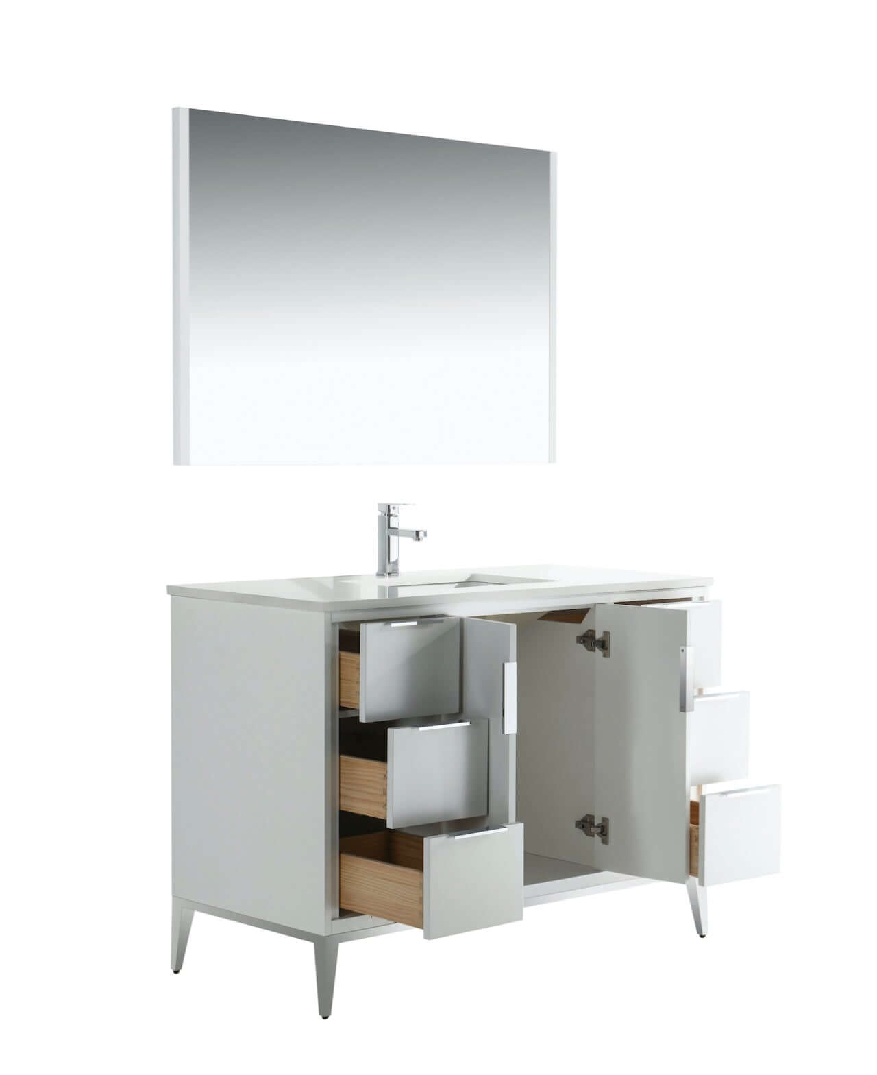 Divani 48'' Gloss White Vanity W/ Quartz Counter Top (Back Splash Free)