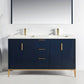Divani 60'' Gloss Blue Vanity W/ Quartz Counter Top (Back Splash Free)