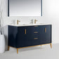 Divani 60'' Gloss Blue Vanity W/ Quartz Counter Top (Back Splash Free)