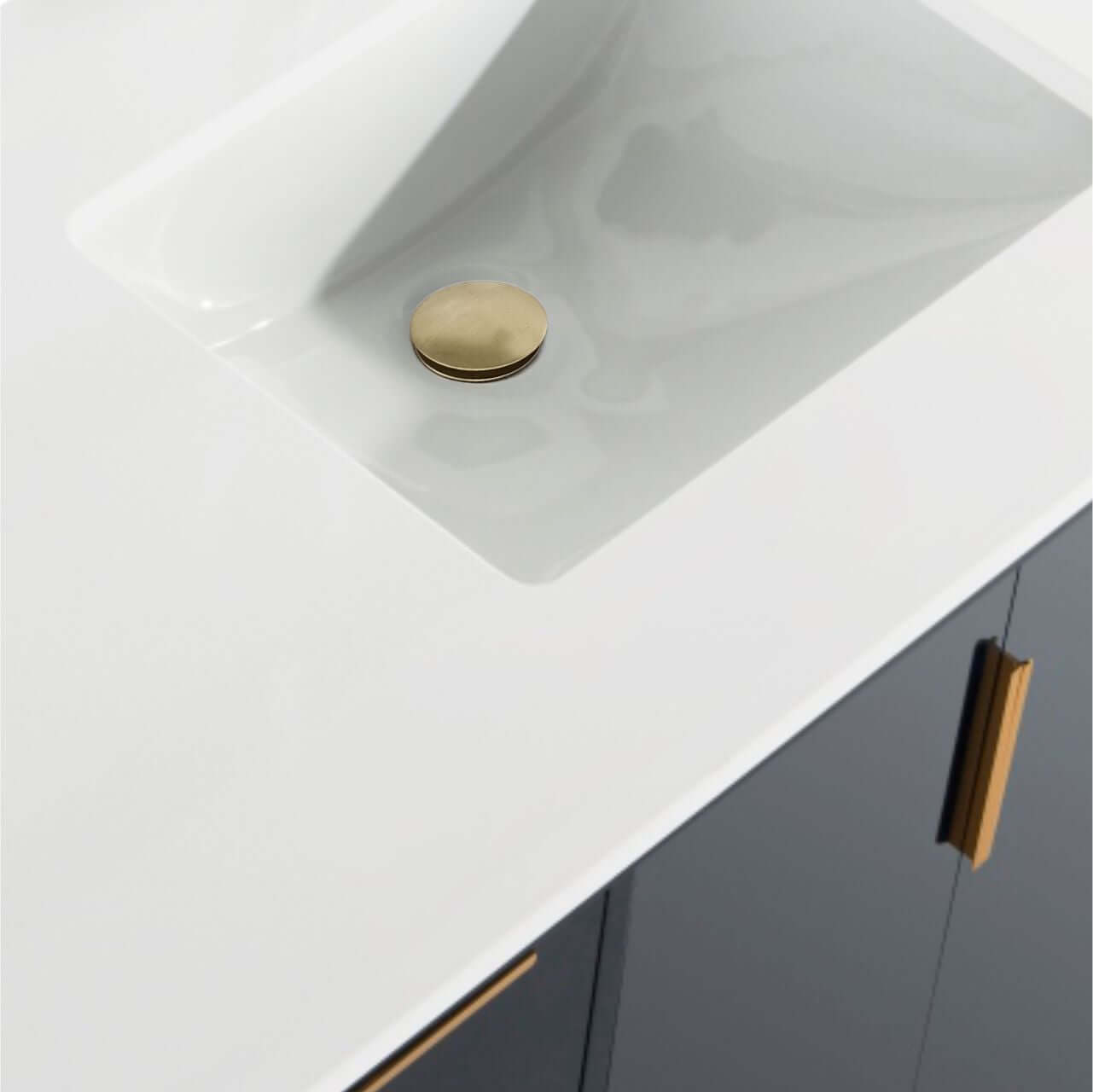 Divani 60'' Gloss Blue Vanity W/ Quartz Counter Top (Back Splash Free)