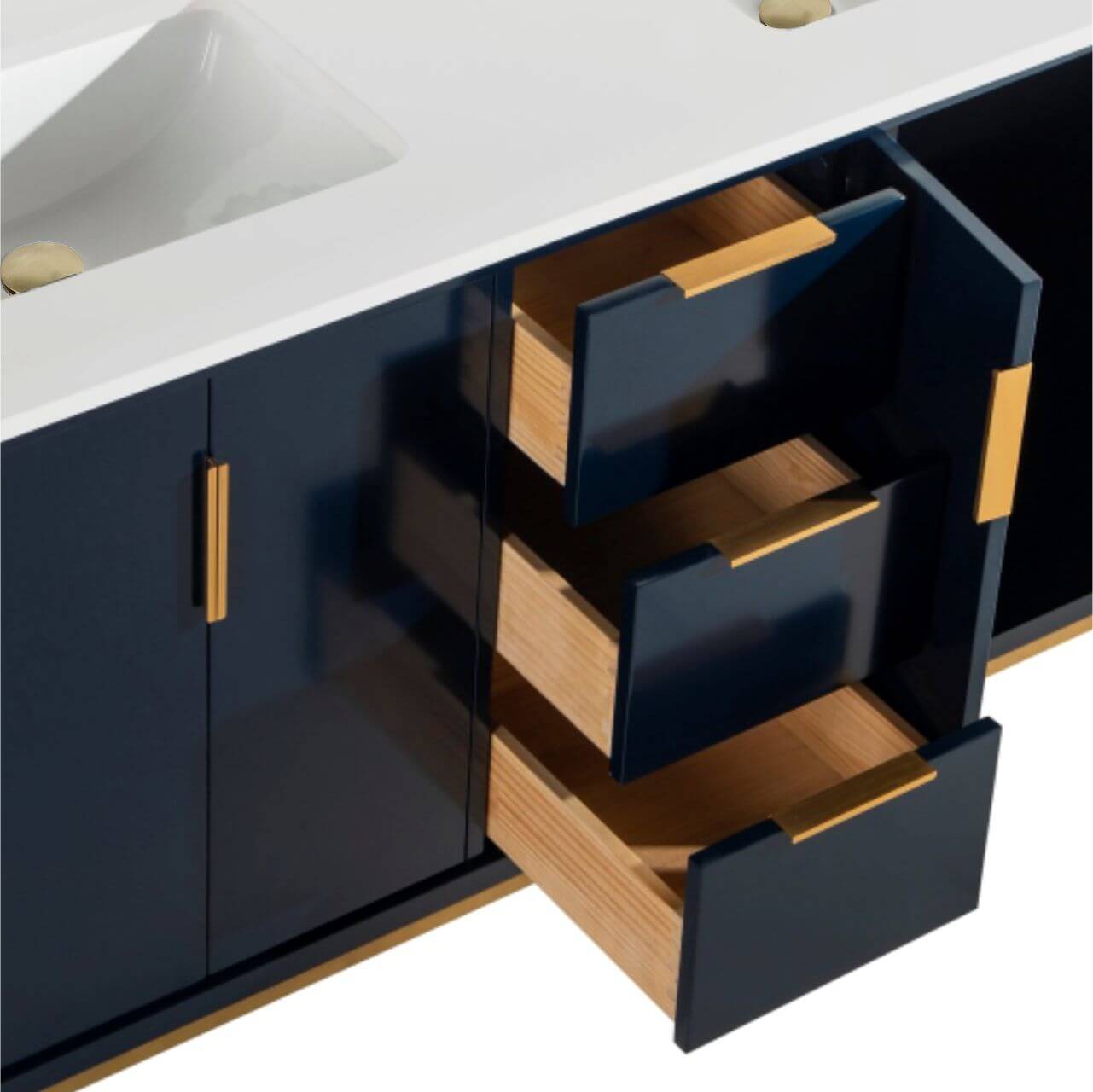 Divani 60'' Gloss Blue Vanity W/ Quartz Counter Top (Back Splash Free)