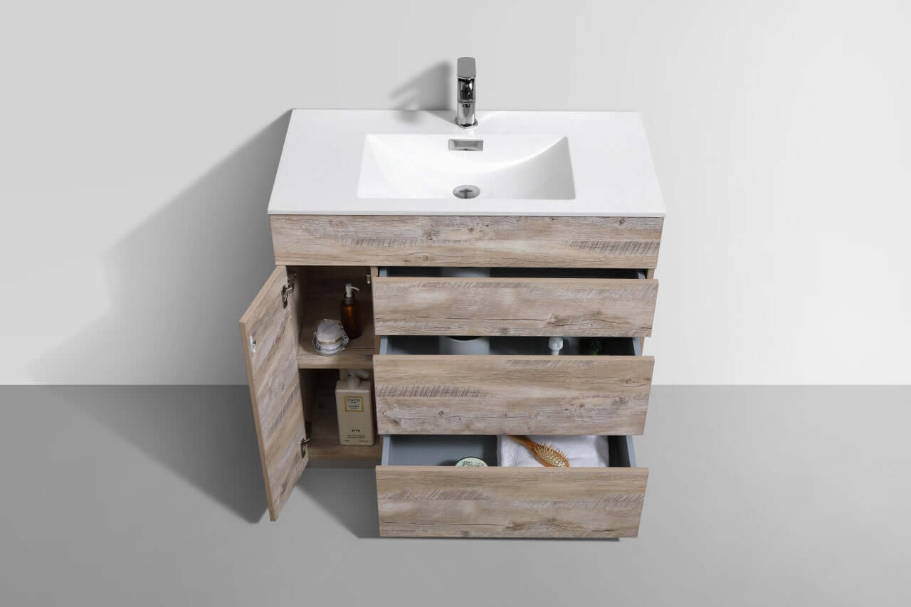 Milano 36" Nature Wood Modern Bathroom Vanity