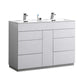 Milano 48" Double Sink High Glossy White Modern Bathroom Vanity