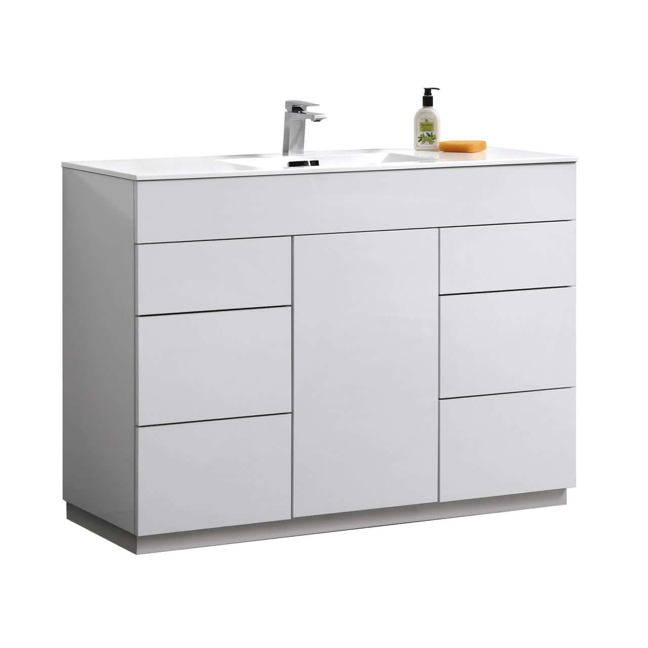 Milano 48" Single Sink High Glossy White Modern Bathroom Vanity