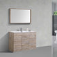 Milano 48" Single Sink Nature Wood Modern Bathroom Vanity with mirror in minimalist bathroom setting