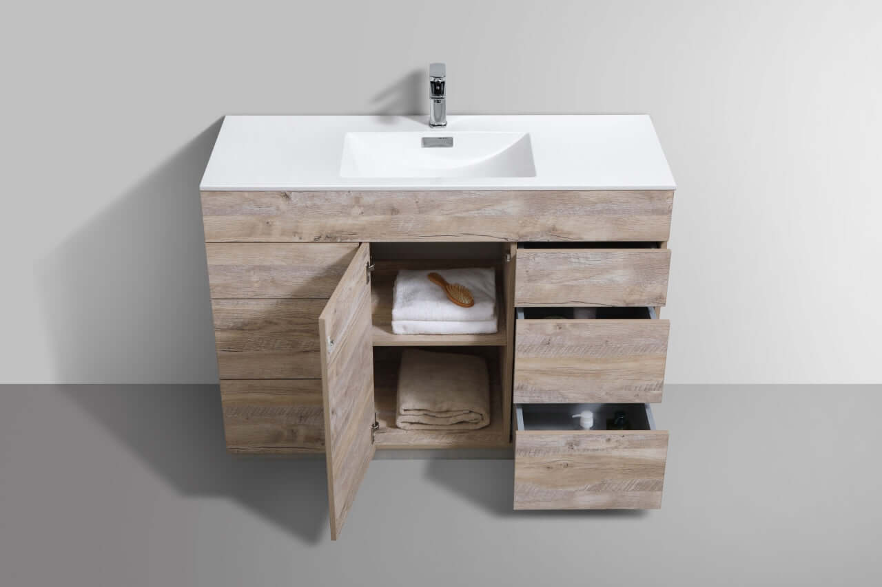 Milano 48" Single Sink Nature Wood Modern Bathroom Vanity