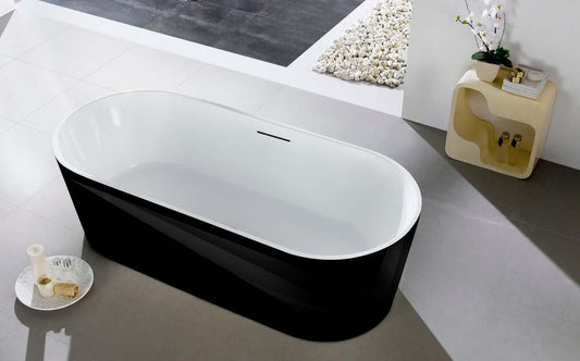 Kube Ovale 59'' White Free Standing Bathtub - BLACK