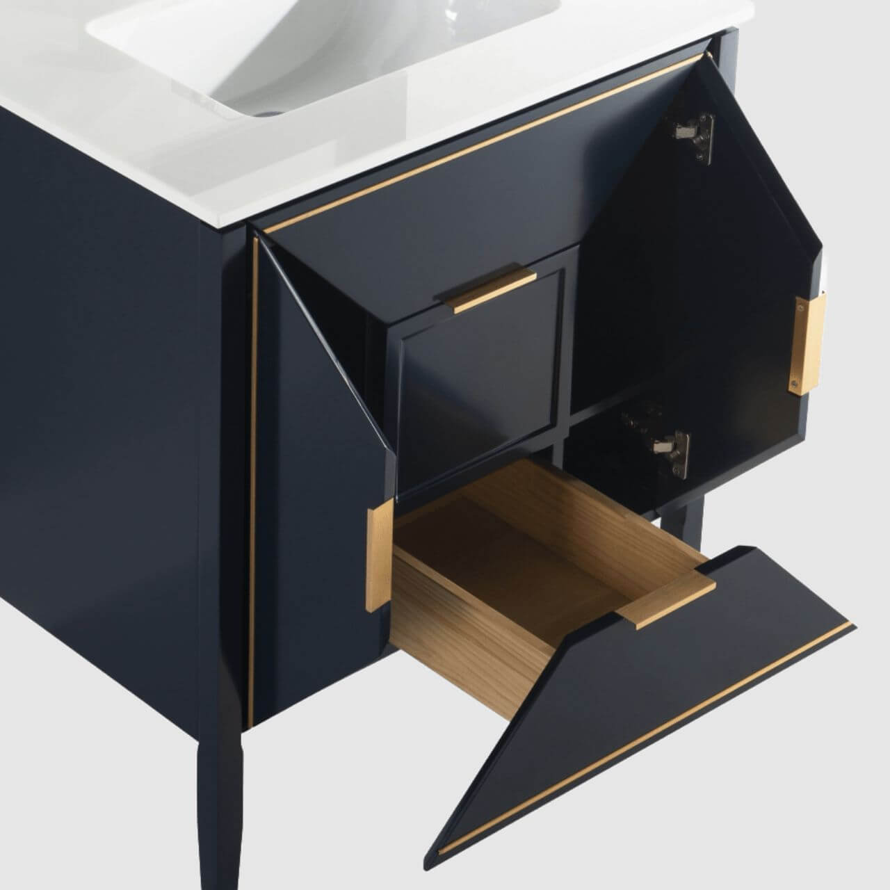 Vetro 30'' Gloss Blue Vanity W/ Quartz Counter Top (Back Splash Free)