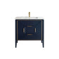 Vetro 36'' Gloss Blue Vanity W/ Quartz Counter Top (Back Splash Free)