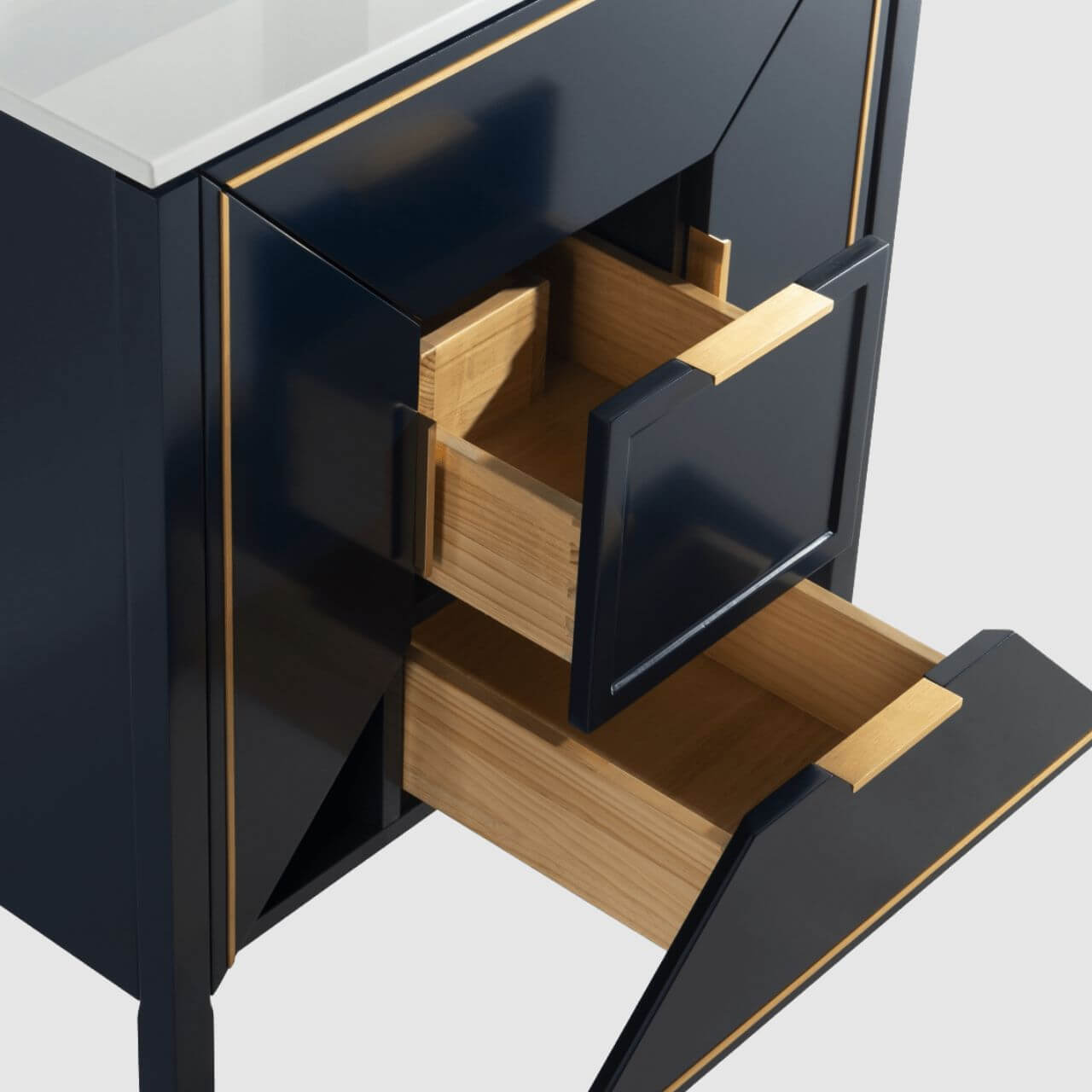 Vetro 36'' Gloss Blue Vanity W/ Quartz Counter Top (Back Splash Free)