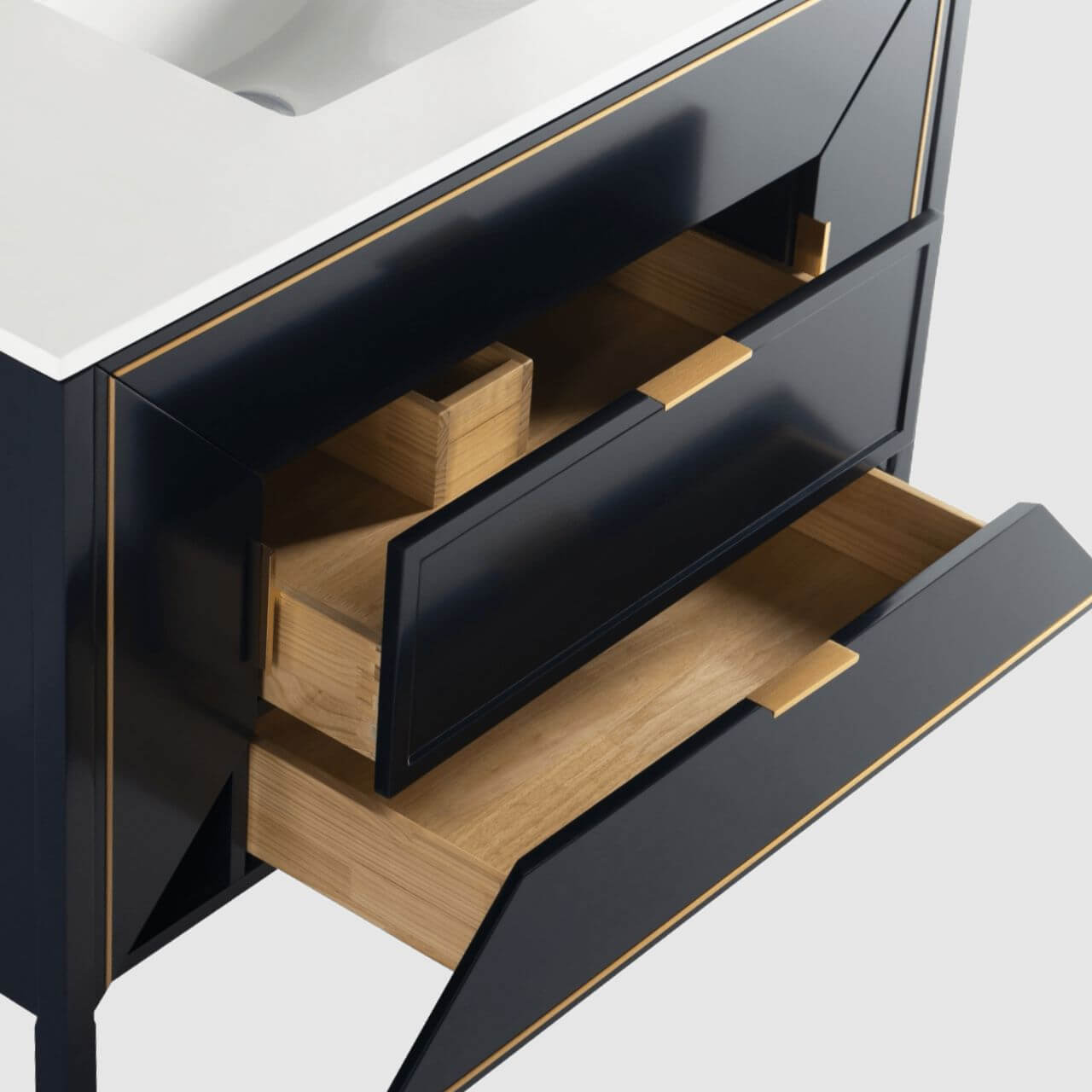 Vetro 48'' Gloss Blue Vanity W/ Quartz Counter Top (Back Splash Free)