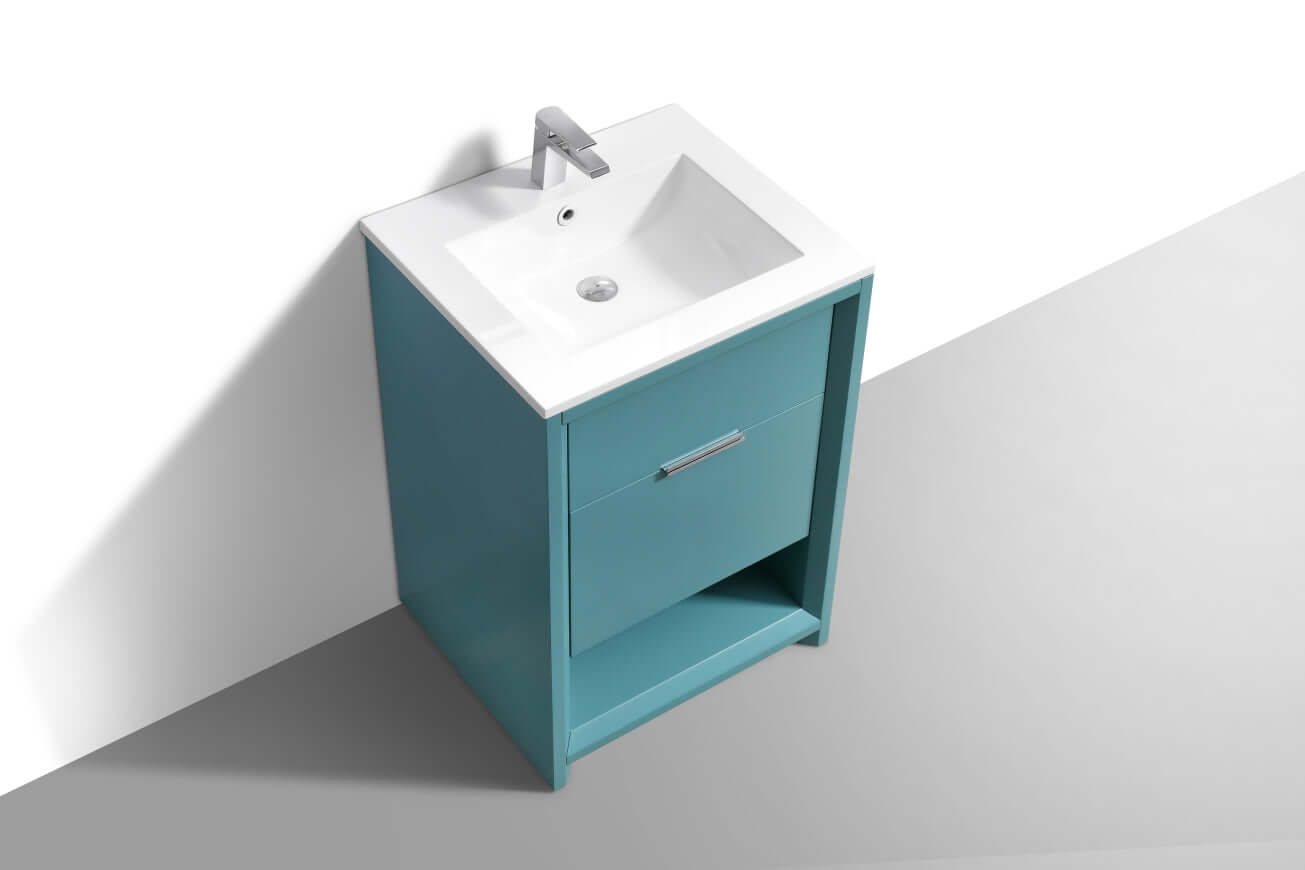NUDO 24″ Modern bathroom Vanity in Teal Green Finish & White