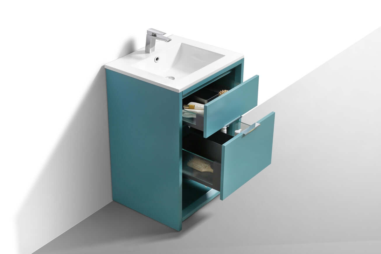 NUDO 24″ Modern bathroom Vanity in Teal Green Finish & White