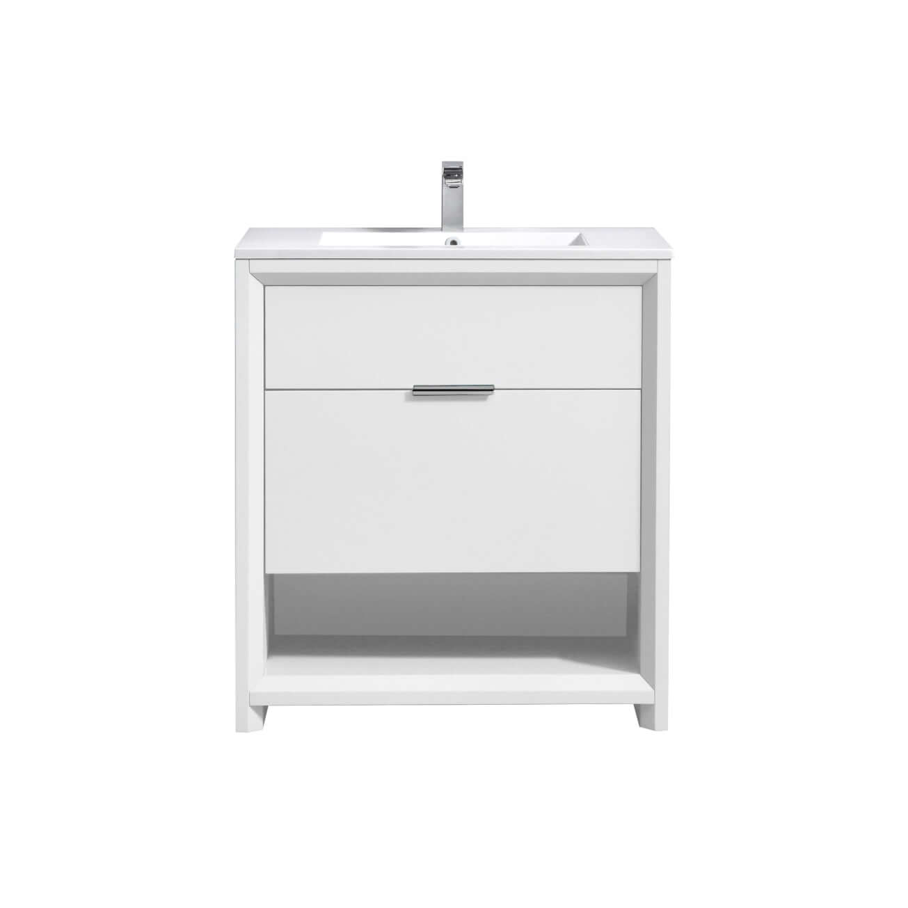 NUDO 32″ Modern bathroom Vanity in Gloss White Finish & Teal Green