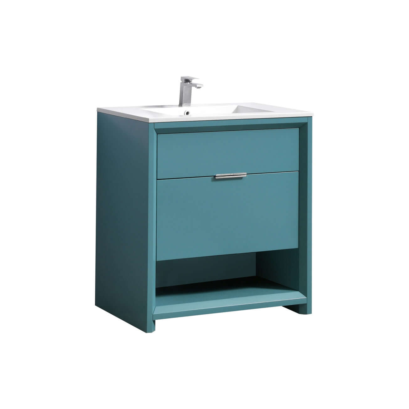NUDO 32″ Modern bathroom Vanity in Gloss White Finish & Teal Green