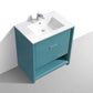 NUDO 32″ Modern bathroom Vanity in Gloss White Finish & Teal Green