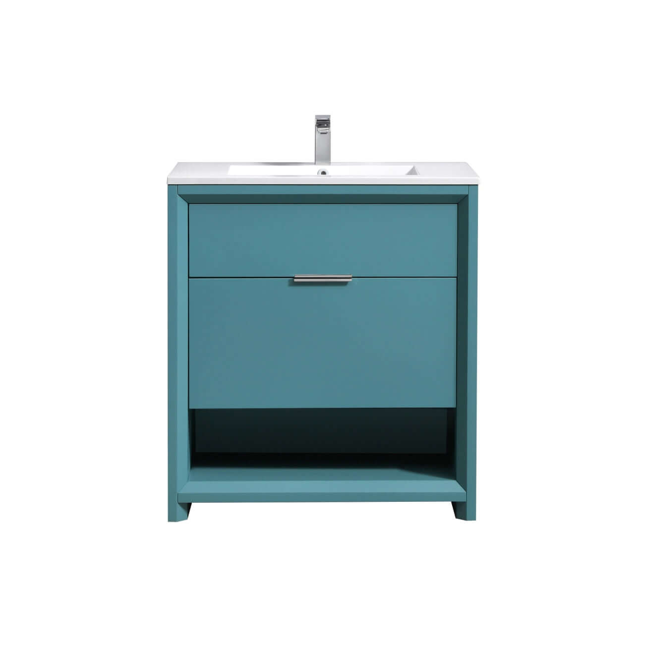 NUDO 32″ Modern bathroom Vanity in Gloss White Finish & Teal Green