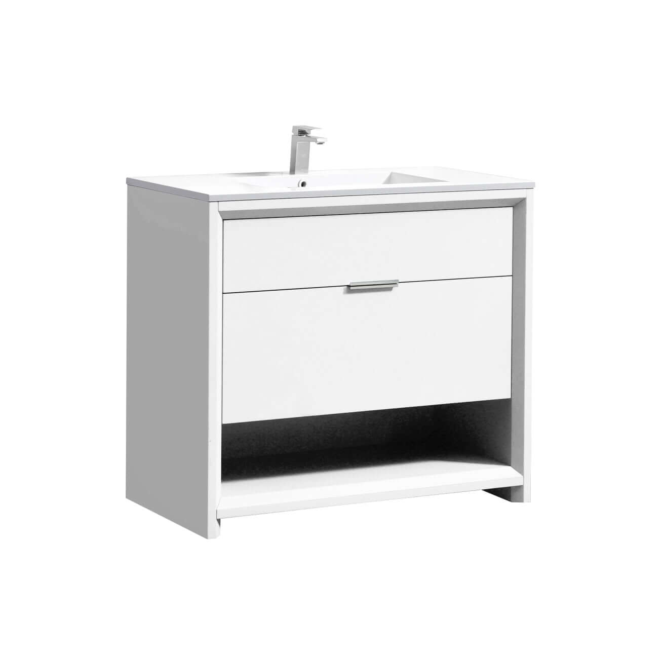 NUDO 36″ Modern bathroom Vanity in Gloss White Finish & Teal Green