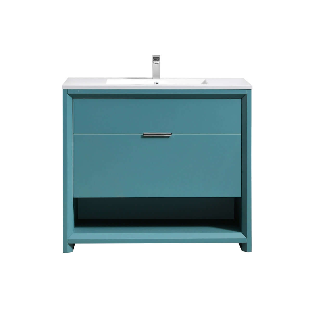 NUDO 36″ Modern bathroom Vanity in Gloss White Finish & Teal Green