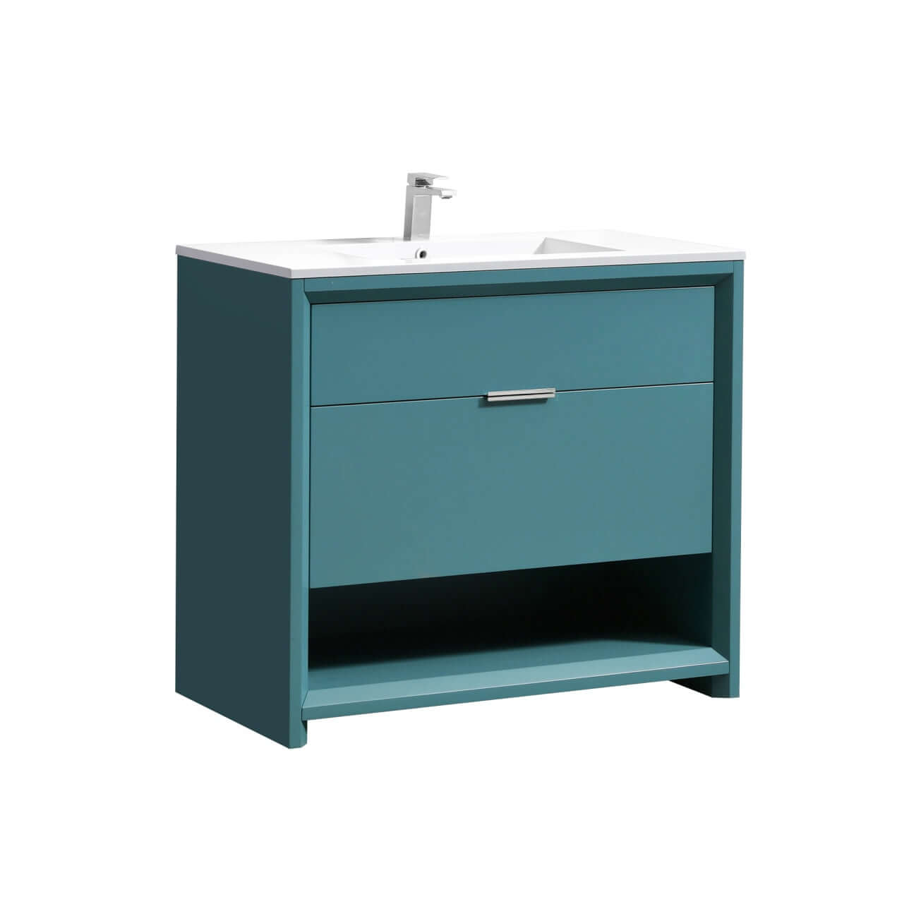NUDO 40″ Modern bathroom Vanity in Teal Green Finish & Gloss White Finish