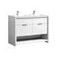 NUDO 48″ Double Sink Modern bathroom Vanity in Teal Green Finish & Gloss White Finish