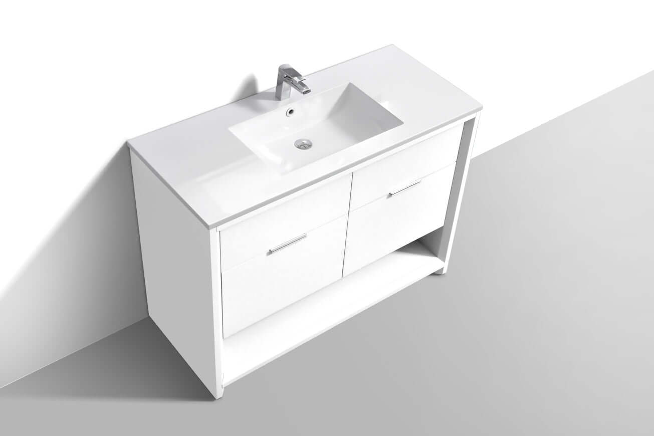 NUDO 48″ Single Sink Modern bathroom Vanity in Teal Green Finish & Gloss White Finish