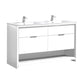NUDO 60″ Double Sink Modern bathroom Vanity in Teal Green Finish & Gloss White Finish