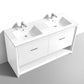 NUDO 60″ Double Sink Modern bathroom Vanity in Teal Green Finish & Gloss White Finish