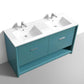 NUDO 60″ Double Sink Modern bathroom Vanity in Teal Green Finish & Gloss White Finish
