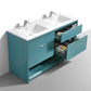 NUDO 60″ Double Sink Modern bathroom Vanity in Teal Green Finish & Gloss White Finish