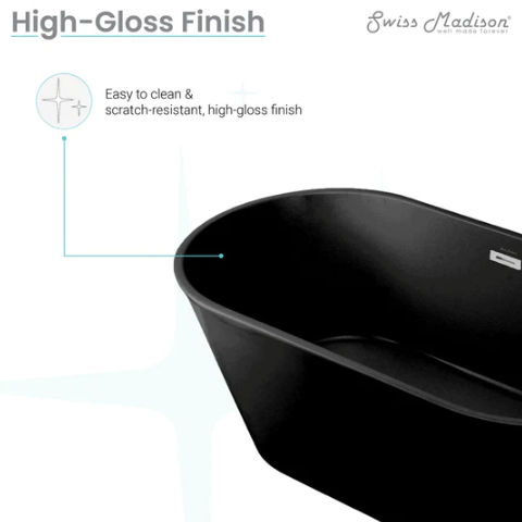 Claire 60" Freestanding Bathtub in Matte Black