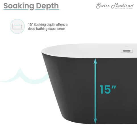 Claire 60" Freestanding Bathtub Matte Black and Matte White