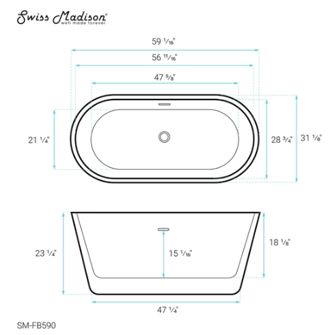 Claire 60" Freestanding Bathtub