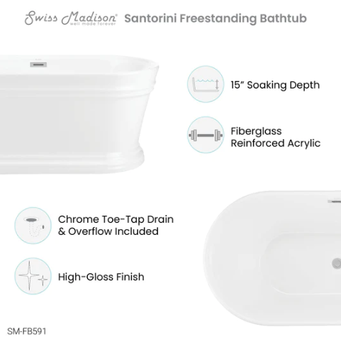 Santorini 60" Freestanding Tub
