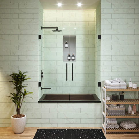 Voltaire 48"x32" Reversible Drain Drop-In Bathtub in Matte Black